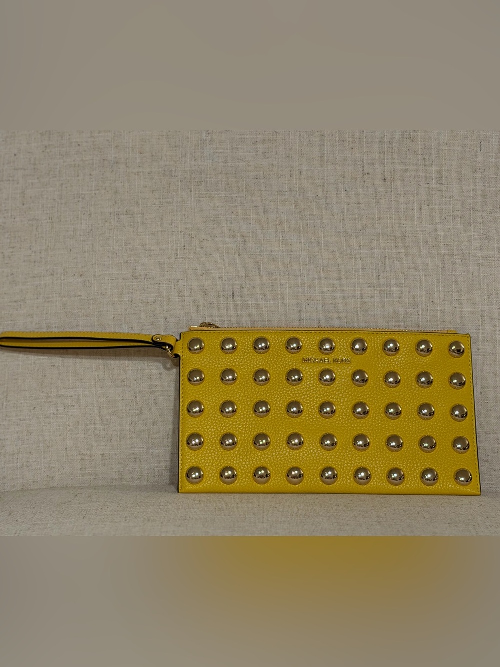 Michael Kors Yellow Leather Studded Wristlet